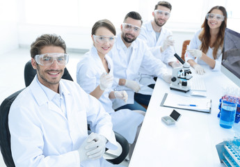 Fototapeta premium head of the scientific project and research team at the workplace