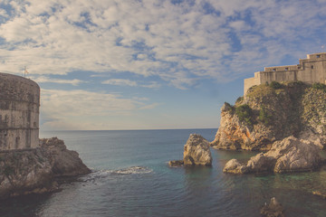 Fototapeta na wymiar View of The Blue Sea and Rocks Against The Sky, Dubrovnik