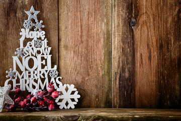 Vintage Christmas background with Christmas decoration.