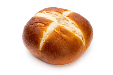 Freshly baked bread isolated on white background.