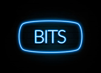 Bits  - colorful Neon Sign on brickwall