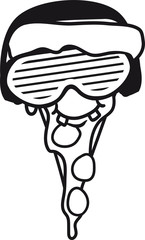 party dj musik club disko brille kopfhörer gesicht pizza salami gruselig comic cartoon