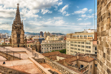 Fototapeta premium Panoramic view from the top of Barcelona Cathedral, Catalonia, Spain