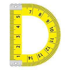 Letter d ruler icon, cartoon style