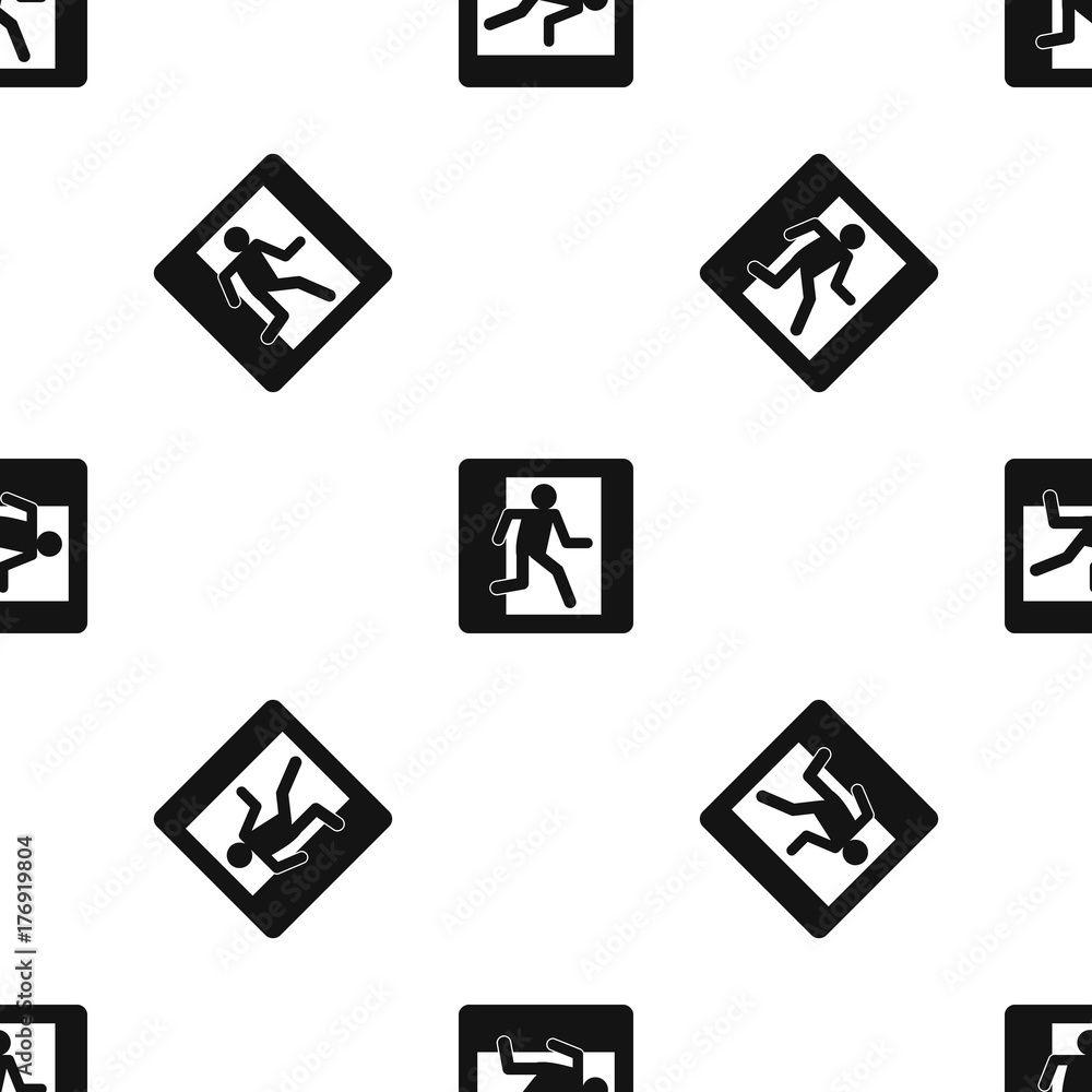 Poster fire exit sign pattern seamless black