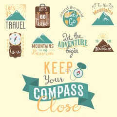 Vintage typography travel motivation badge nature adventure vector adventure emblem illustration