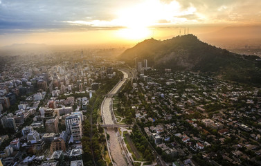 Santiago de Chile cityscape at sunset