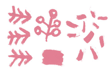 Pink sign of spruce with natural raw grunge lipstick texture