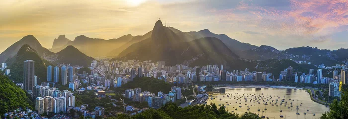Papier Peint photo Copacabana, Rio de Janeiro, Brésil Vue panoramique de Rio de Janeiro, paysage du Brésil