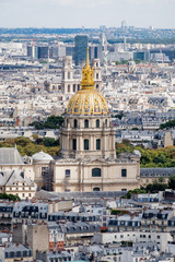 Fototapeta na wymiar Arial view of the golden dome of Les Invalides in Paris