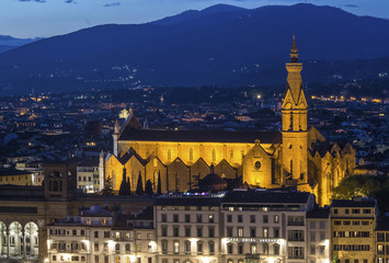 Fototapeta na wymiar view of Basilica of Santa Maria Novella at night in Florence, Italy