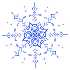 Hand painted Decorative Watercolor Snowflake