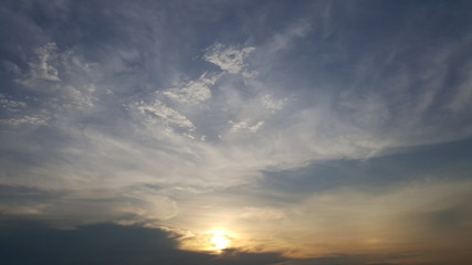 sky and many clouds at sunset time