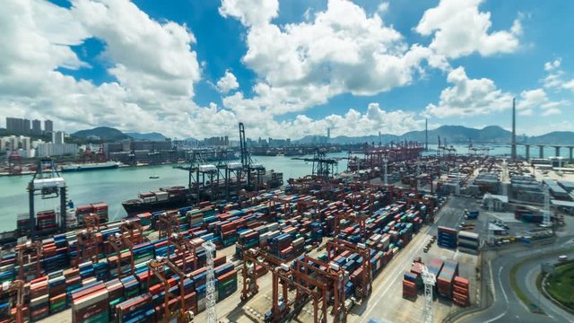 Time lapse of Hong Kong Container Terminal  - Hong Kong Kwai Tsing Container Terminals is one of the busiest ports in the world.