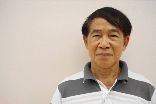 Senior Old Adult  Asian Man Portrait On White Background