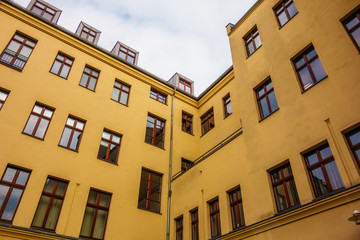 orange big apartment block