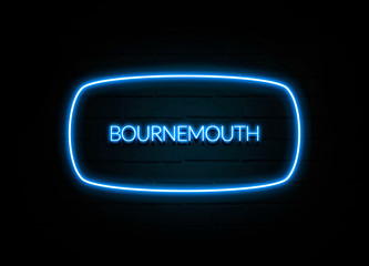 Bournemouth  - colorful Neon Sign on brickwall