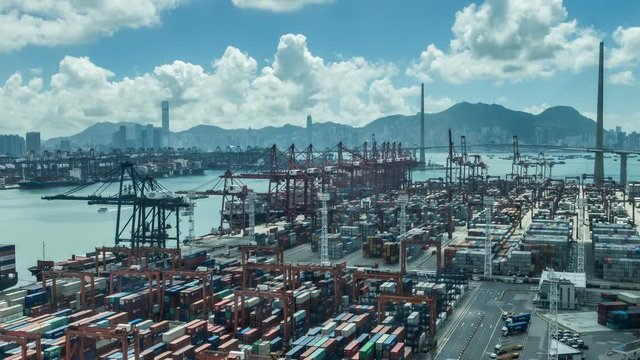 Time lapse of Hong Kong Container Terminal  - Hong Kong Kwai Tsing Container Terminals is one of the busiest ports in the world.