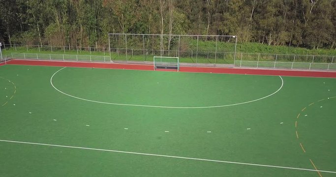 Aerial footage of professional / amateur field hockey club in Netherlands, Europe