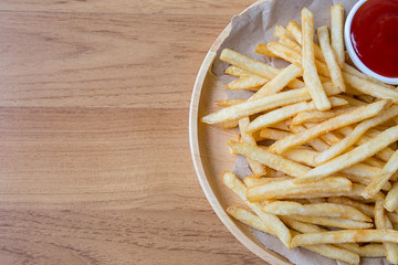 Fresh Potatoes Tasty french fries with ketchup fast food products