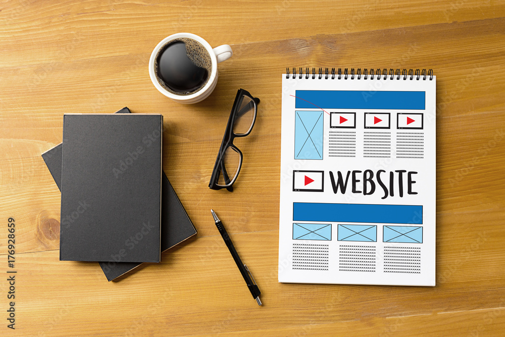 Poster website designer working layout sketch drawing software media www and graphic layout website develop