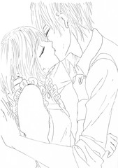 Obraz na płótnie Canvas Drawing in the style of anime. Image enamored girl and the guy i