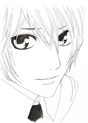 Drawing in the style of anime. Image of a man in the picture in