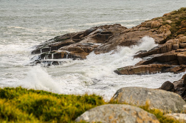 sea and rocks crashing