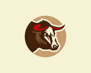 Bull logo, silhouette of a bull head, bull vector