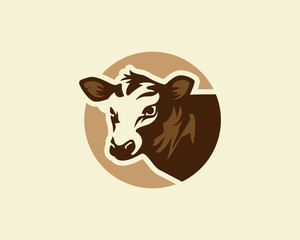 Cow logo, silhouette of a cow head, cow vector
