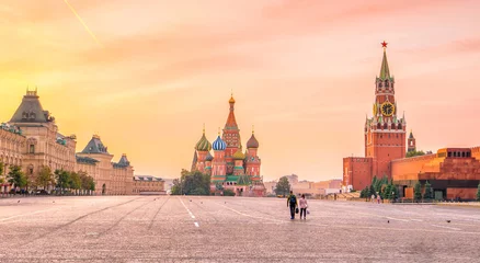 Foto op Plexiglas Basil& 39 s kathedraal op het Rode plein in Moskou © f11photo