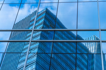 Reflection of architecture on modern office building