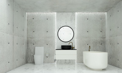 The minimal bathroom interior design and concrete wall texture background