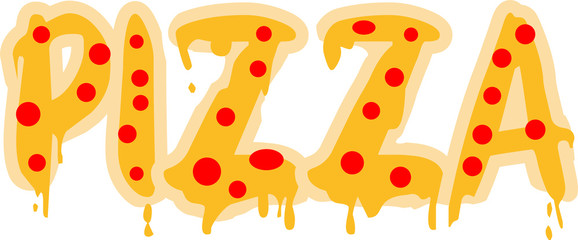 logo schrift text liebe lieblingsessen paprika teil stücke pizza rund groß comic cartoon clipart salami