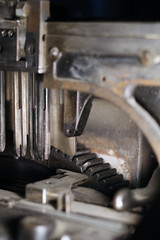 Linotype gears at newspaper shop