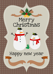 Merry Christmas and happy new year vector greeting card.