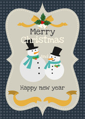 Merry Christmas and happy new year vector greeting card.