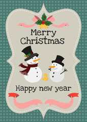Merry Christmas and happy new year vector greeting card.
