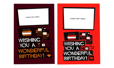 WISHING YOU A WONDERFUL BIRTHDAY (Vector Illustration in Flat Style Poster Design)