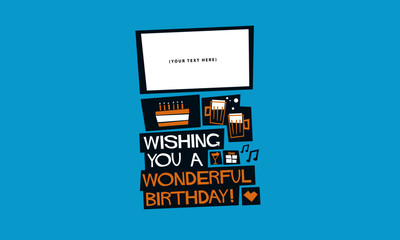Obraz premium WISHING YOU A WONDERFUL BIRTHDAY (Vector Illustration in Flat Style Poster Design)