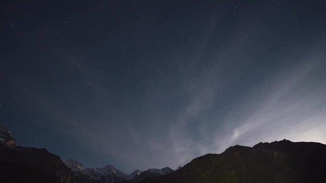 Time lapse of the Swiss Alps at night