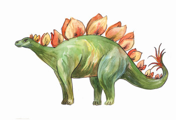 stegosaurus, watercolor drawing © Viktoriia Manuilova