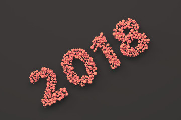 2018 number from red balls on black background