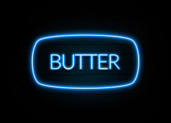 Butter  - colorful Neon Sign on brickwall