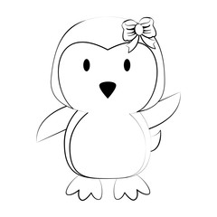 penguin with open wings cute animal cartoon icon image vector illustration design