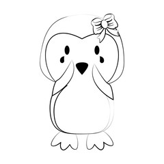 penguin with open wings cute animal cartoon icon image vector illustration design