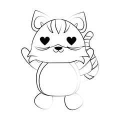 tiger with heart eyes cute animal cartoon icon image vector illustration design