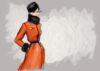 woman in coat. fashion illustration