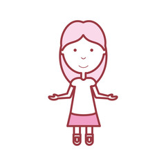cartoon girl icon over white background vector illustration