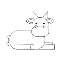 christmas cow animal of manger cartoon